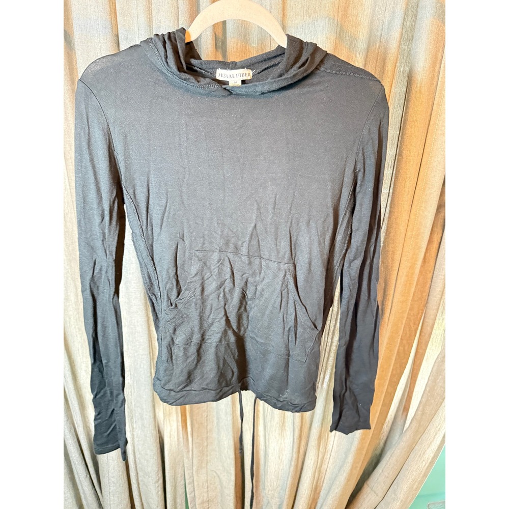 Moral Fiber Womens Black Lightweight Long Sleeve Pullover Hoodie Size M
